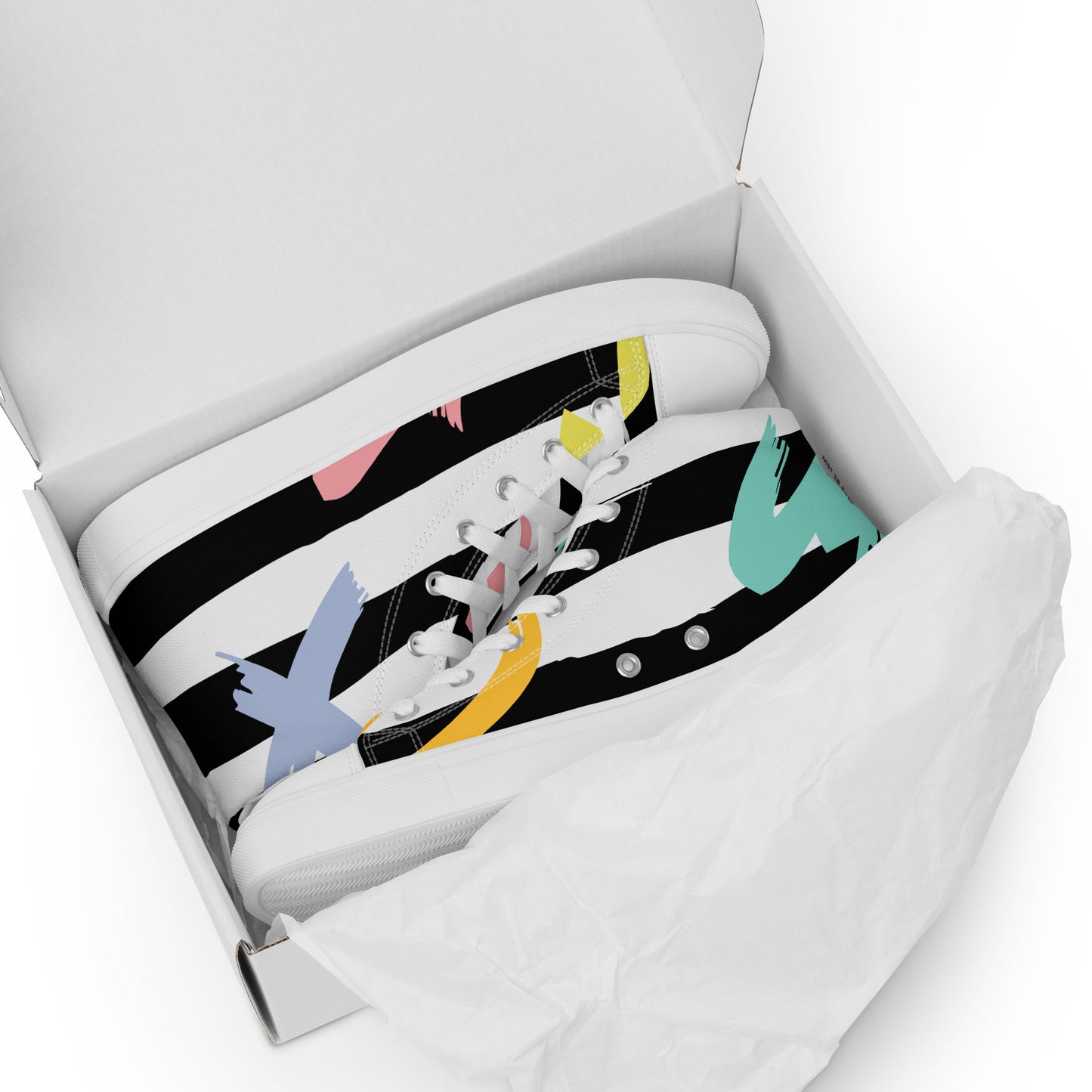 Gestreifte High-Top-Canvas-Turnschuhe für Damen