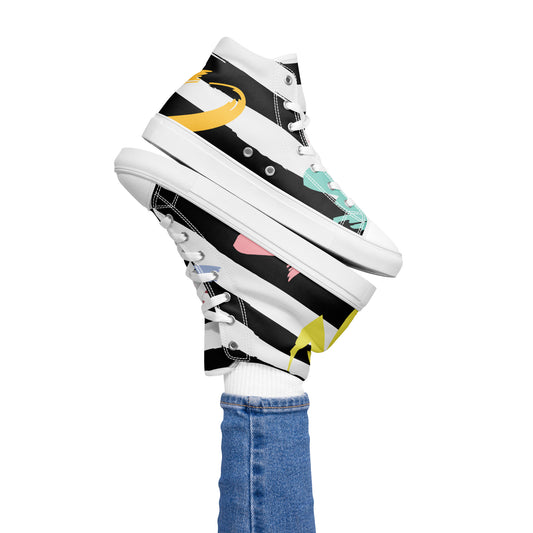 Women's Striped High Top Canvas Sneakers