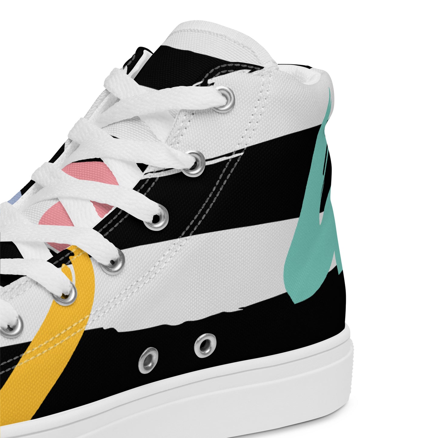 Gestreifte High-Top-Canvas-Turnschuhe für Damen